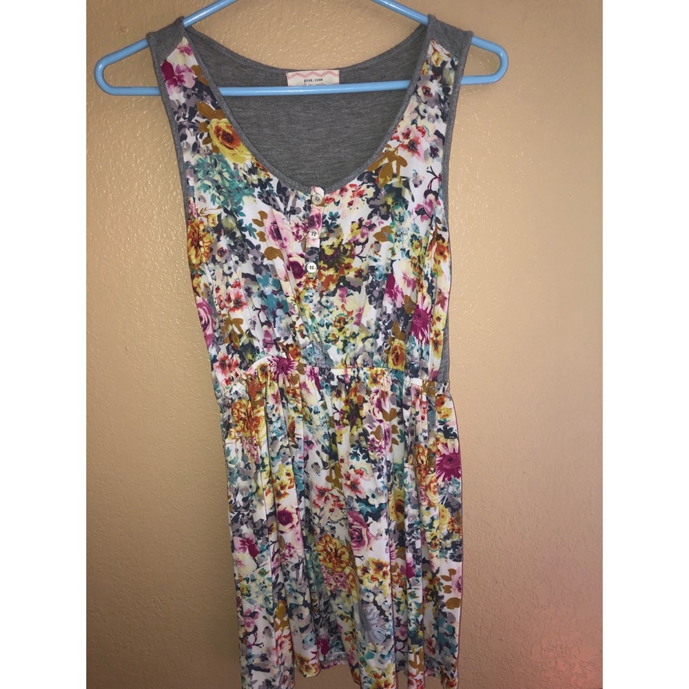 Pink Rose Floral T-Shirt Dress